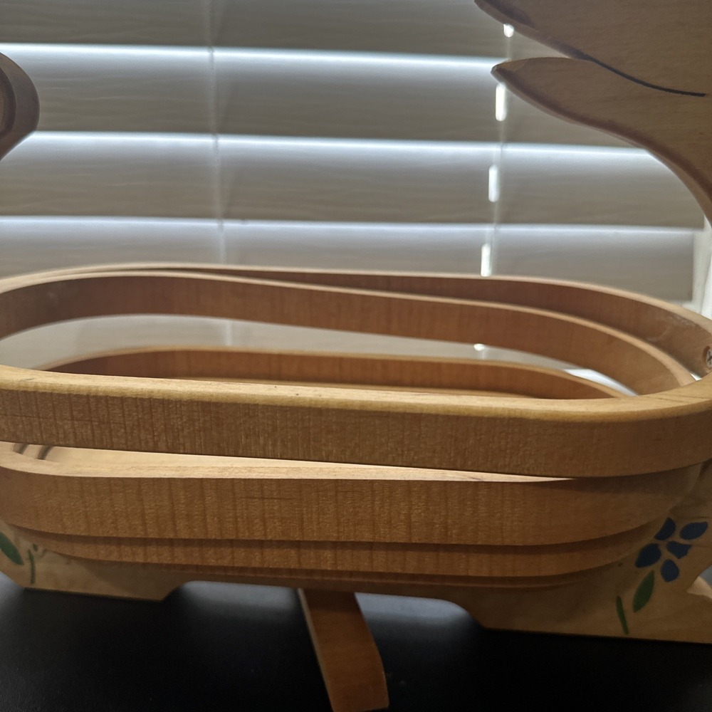 Vintage Telescoping Collapsible Wood Bunny Rabbit Basket Cottage Granny Core - Picture 3 of 10